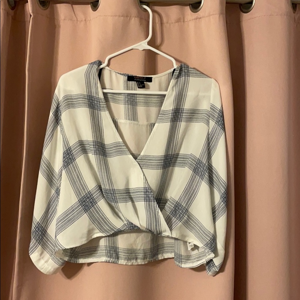 White and blue blouse